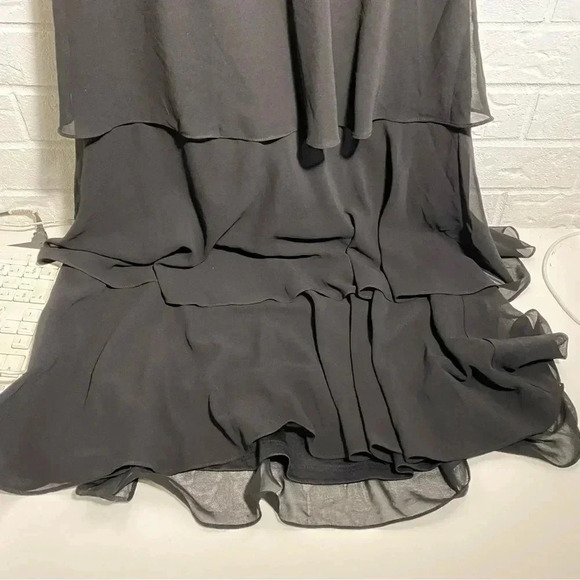 LuLu’s Tiered Black Cut-Out Dress Size Large Romantic Formal Gothic Bridesmaid - Picture 2 of 12